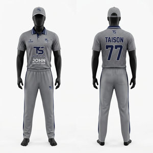 Uniforme de cricket en polyester premium 140 GSM, bleu marine avec panneau doré, impression numérique, logo d'équipe personnalisé, OEM, anti-rétrécissement, manches courtes, toutes tailles - Product Image 4