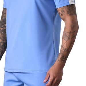 Ensemble t-shirt et short en polyester bleu ciel pour homme, manches courtes, tenue de sport athlétique respirante pour la course à pied, la remise en forme et l'entraînement - Product Image 6