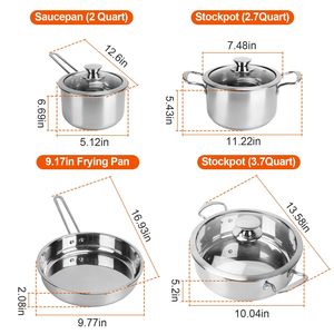 Set di pentole in acciaio inossidabile per riscaldamento rapido pentole a induzione lavabili in lavastoviglie 2.7/3.7 quarto pentola da 2 quarti di pentola 9.17 pollici - Product Image 6