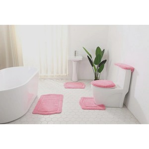 Rectangle Bath <b>Mat</b> <b>Set</b> 3 Piece Non-Slip Rubber Backing For Home Use Solid Color Bathtub Toilet Sink <b>Mats</b> - Product Image 4