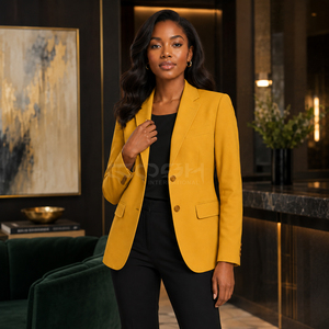 Blazer jaune moutarde à double boutonnage pour femmes, veste de sororité Cosh International - Product Image 3