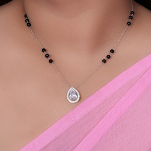 Collier en argent 925 avec zircon cubique taille poire et baguette naturelle, pour la vente en gros, bijoux tendance faits main, cadeau pour femme, fournisseur, cadeau de fête, en gros pour femmes - Product Image 3