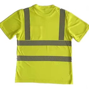 เสื้อยืดโพลีเอสเตอร์แบบสะท้อนแสงสีส้มเหลืองสำหรับงานที่ต้องการการมองเห็นสูง  แบบ unisex - Product Image 5