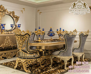 ชุดโต๊ะรับประทานอาหารแกะสลักมือสไตล์คลาสสิกอินเดีย,โต๊ะรับประทานอาหารแกะสลักด้วยมือแบบยุโรปพร้อมเก้าอี้ชุดโต๊ะอาหาร Royal 8ที่นั่ง - Product Image 5