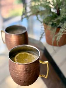 <b>Copper</b> hammered mug set for stylish celebration cocktail nights hammered finish metal <b>cups</b> durable reusable serving mugs - Product Image 3