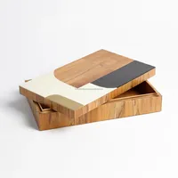 Boîte à bijoux moderne en or avec agate polie en os et en bois Boîte décorative du fabricant indien pour la vente d'accessoires