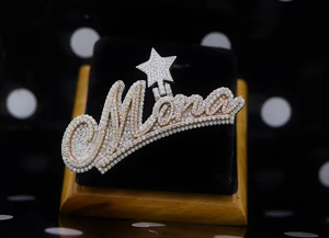 Custom <b>Name</b> Moana Iced Out Star Pendant with Moissanite Stones Rhodium Plated <b>Silver</b> for Men's Party Occasions - Product Image 4