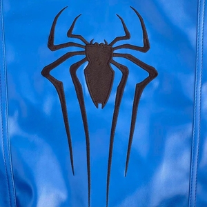 Chaqueta de Cuero Roja y Azul Inspirada en Spider-Man para Hombre |   Abrigo de streetwear con diseño de disfraz de superhéroe, con detalles de ojo cosido en el pecho, para carga con impuestos pagados - Product Image 5