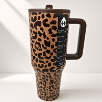 Gobelet isotherme pour voiture de grande capacité (32 oz et 40 oz) avec poignée, couvercle hermétique anti-fuite, tasse isolée sous vide
