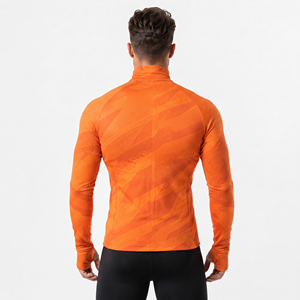 Veste de sport pour hommes en gros, haut de compression imprimé pour le yoga avec fermeture éclair, vêtements de sport respirants pour hommes, vestes à col montant - Product Image 3