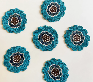 Handmade Eco-Friendly Luxury <b>Beaded</b> <b>Coasters</b> Customizable Floral Drink <b>Coasters</b> Set of 4/6 by Whimsy Art Craft - Product Image 2