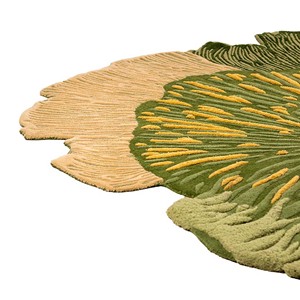 Tapis en laine tufté à motif de feuilles, forme irrégulière, inspiré de la nature artistique, doux et moderne, pour salon et chambre à coucher - Product Image 1