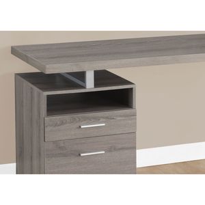 Scrivania per Computer Contemporanea da 60 Pollici per Ufficio Domestico, Laminato Marrone, Finitura in Metallo Grigio, Configurazione Sinistra/Destra per Laptop, Include Spazio di Archiviazione - Product Image 3