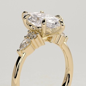 Bague de fiançailles en or massif 14 carats avec diamant taille marquise, halo et bande pavée, certifiée IGI, style classique - Product Image 4