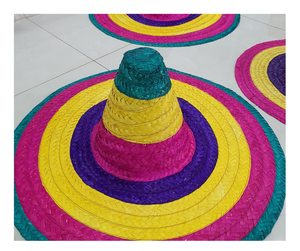 Mexican Style <b>Straw</b> <b>Hat</b> Wide Brim Sun Protection Colorful Sombrero for Beach Travel Wholesale - Product Image 2