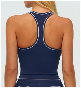 Débardeur à col rond pour femme, couleur unie, extensible, vêtements de sport, tissu tricoté respirant, style sportif - Product Image 6