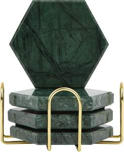 Ensemble de sous-verres en marbre de différentes tailles et formes pour verres à café, thé, vin et cocktails, pour une décoration intérieure moderne et élégante - Product Image 1