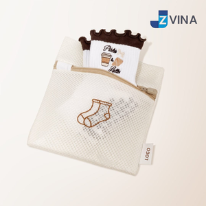Bolsa de Lavandería de Malla de Poliéster Reutilizable con Logotipo Personalizado y Cierre para Calcetines, Uso Doméstico - Product Image 1
