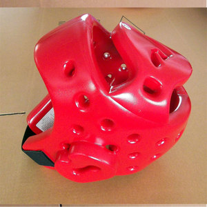 Protège-tête de boxe en cuir PU rouge à rayures, résistant aux chocs, avec fermeture à boucle, visière transparente, pour adultes, unisexe, utilisation universelle - Product Image 4