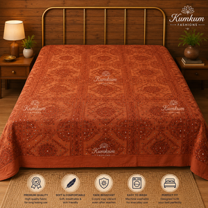 Premium Indian Handmade 100% Cotton Solid Mirror Work <b>Bedspread</b> 300tc Washable Home Decor Bedding Gift - Product Image 2