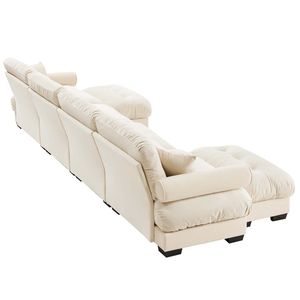 Divano Sezionale Moderno a U in Velluto, 4 Posti, con Pouf Mobili, Convertibile, Profondo e Confortevole, Imbottito per Soggiorno - Product Image 6