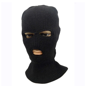 Balaclava en tricot blanc à 3 trous, masque facial unisexe pour adulte, couverture chaude d'hiver pour l'extérieur, 100% acrylique - Product Image 1