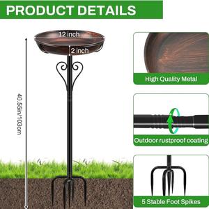 Soporte Metálico para Baño de Pájaros, Comedero para Pájaros de Jardín, Tazón de Agua Decorativo para Patio y Jardín - Product Image 4
