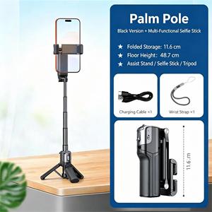 Trépied perche à selfie extensible avec télécommande sans fil et contrôle du zoom, support de téléphone pliable tout-en-un avec clip manuel pour le vlogging - Product Image 2