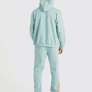 Conjunto de Sudadera con Capucha Azul Marino para Hombre, Corte Holgado, Forro Polar, Estampado de Letras, Chándal Informal con Bolsillo, Ropa de Otoño - Product Image 2
