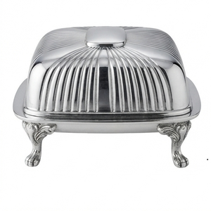 Plateau à beurre en acier inoxydable plaqué argent de style unique, pour la cuisine et la table à manger, avec couvercle - Product Image 3