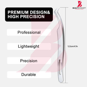 Pinces à cils en argent en gros, outils d'extension de cils en acier inoxydable de qualité supérieure, pinces d'isolation à pointe incurvée ultra-fine - Product Image 4