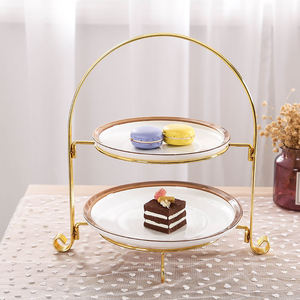 High Quality Gold Iron Pedestal <b>Cake</b> <b>Stand</b> Decorative Serving Display for Cupcakes Muffins Pastries and Celebration Desserts - Product Image 1