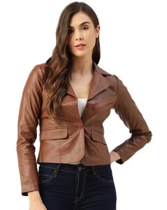 Women's Genuine <b>Leather</b> Jacket In Best Price Women's New Fashion Long Sleeve Genuine <b>Leather</b> Jackets Custom - Product Image 2