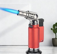 Briquet à flamme jet de haute qualité, en métal, coupe-vent, design moderne, rechargeable, portable, allumeur à gaz, vente en gros