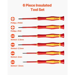 6-Piece Professional 1000V Insulated Electrical <b>Screwdriver</b> Set 100mm Magnetic Electrician Tool Set Professional Insulated - Product Image 2