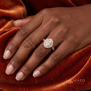 Bague en moissanite de forme ovale vintage pour femme, or rose, bijoux de fiançailles, cadeau USA - Product Image 4