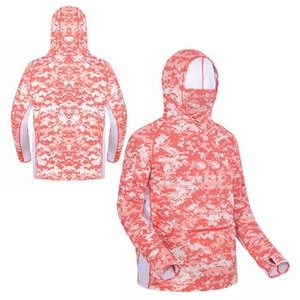 Camouflage Hooded Fishing Shirts With <b>UV</b> <b>Protection</b> Pullover Style Anti-<b>UV</b> Long Sleeve Outdoor Wear - Product Image 5