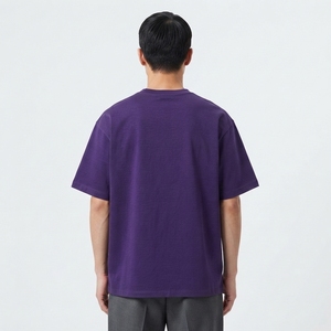 Purple <b>Plain</b> Cotton <b>Tshirt</b> For Men Personalized Logo Clothing Bulk Custom Garment Factory Supply OEM ODM Service - Product Image 3