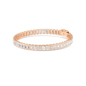 Bracelet tennis en or rose 9 carats de qualité supérieure serti de diamants de laboratoire taille émeraude 11,46 CT - Product Image 2