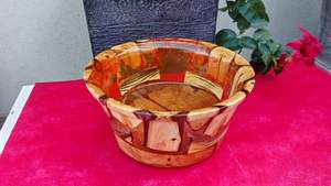 Bol en résine époxy artisanal avec base en bois massif, sans BPA, écologique, décoration d'intérieur, provenant de fournisseurs mondiaux - Product Image 2