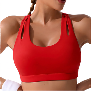 Women's Yellow <b>Halter</b> Sports <b>Bra</b> <b>Neck</b> Cut-Out Design Medium Support Yoga Breathable Spandex Polyester - Product Image 2