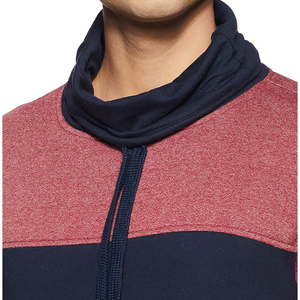 <b>Men's</b> <b>Red</b> Navy Color Block Knitted <b>Turtleneck</b> Pullover Regular Fit Casual Sweatshirt Autumn Wear - Product Image 6
