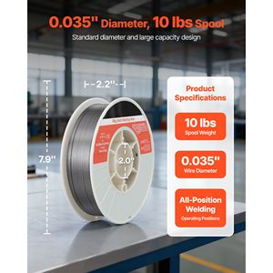 Filo per saldatura MIG a nucleo fuso E71T 11 da 0,035 pollici, 10 libbre, senza gas, per acciaio dolce, a bassa schizziatura, per saldatura ad arco in tutte le posizioni, opzioni da 5 kg e 15 kg - Product Image 2