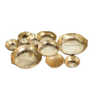 Plateau plat en grappe de 9 bols plaqué or pour la maison et les hôtels Bol de service alimentaire de table Plat et bols à compartiments multiples - Product Image 1