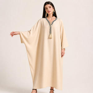 Premium Women <b>Kaftan</b> Dress Collection Elegant Embroidered Satin Cotton Loose Fit <b>Maxi</b> <b>Kaftan</b> Arabic Modest Wear Arabian Casual - Product Image 4