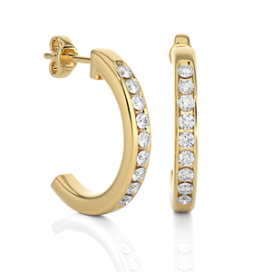 Sofisticados Pendientes Huggie con Diamantes Cultivados en Laboratorio en Oro Chapado de 14kt con Estilo de Regalo de Boda - Product Image 1