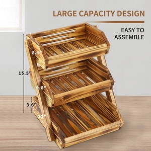 ตะกร้าผลไม้อเนกประสงค์สามชั้นทำจากไม้ธรรมชาติทนทานตะกร้าเก็บผลไม้ทำจากไม้สามชั้นสำหรับบ้านและห้องครัว - Product Image 6