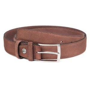 Ceinture en cuir véritable, cuir de vache, couleur unie, boucle à ardillon rectangulaire argentée, style formel, largeur 2,5 pouces, durable - Product Image 1