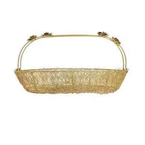 Cesta de regalo metálica para eventos, cesta para guardar frutas y pan, cesta de regalo para catering. - Product Image 1