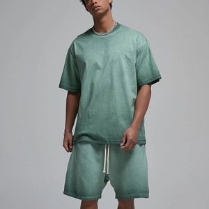 Ensemble décontracté homme grande taille 2026 – T-shirt à manches courtes et short tricoté coupe ample pour l'été – Ensemble respirant en tissu gaufré uni ou imprimé pour homme - Product Image 5